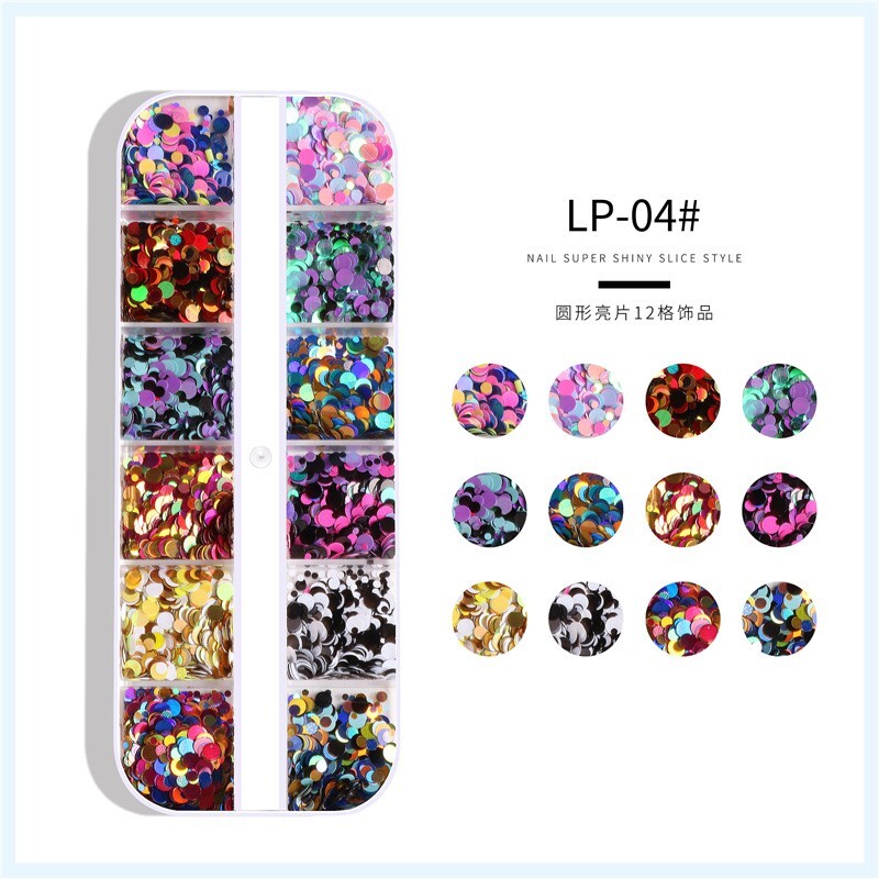 5 Boxes Set Nail Art Glitter Sequins Dot Round Shining DIY Nails Decoration