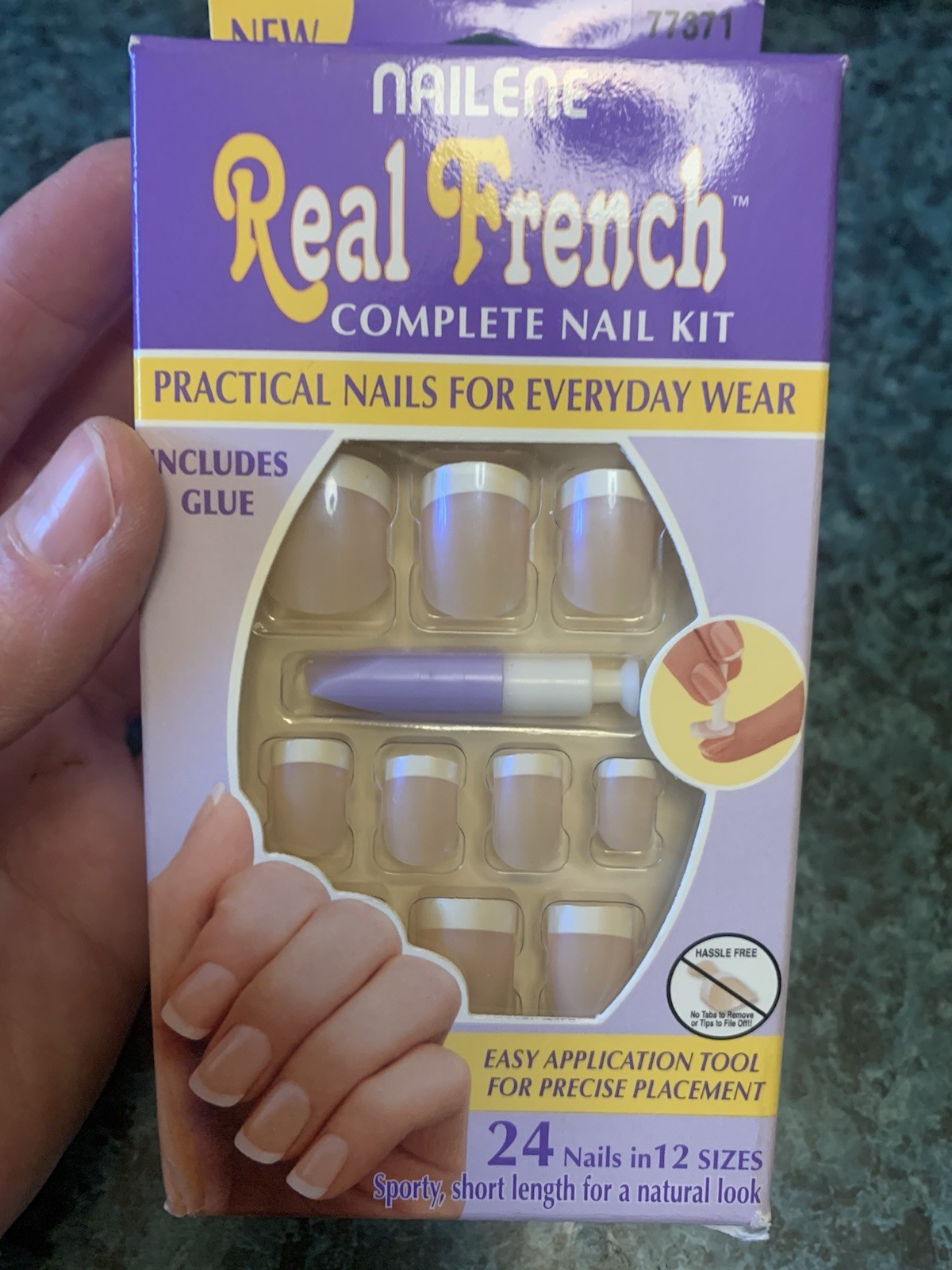 Nailene Real French Artificial Nail Set 24 nails in 12 sizes w glue – New Boxed