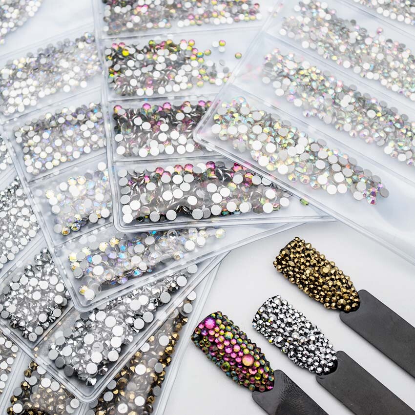 1440PCS Multi-size Nail Art Rhinestones Crystals Nails Design Decorations Gems