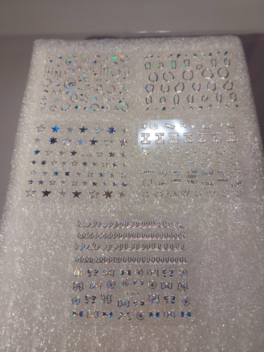 5 X Small Sheets Of Silver Nail Art Stickers (Dn298) New