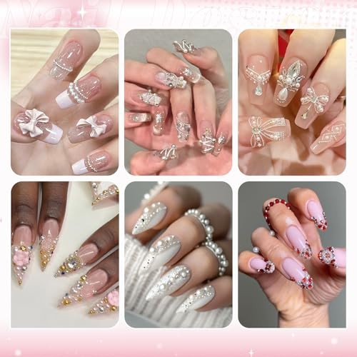 Flatback Pearls (White+Beige) 17 Silver Gold Nail Beads and Beige White Pearls