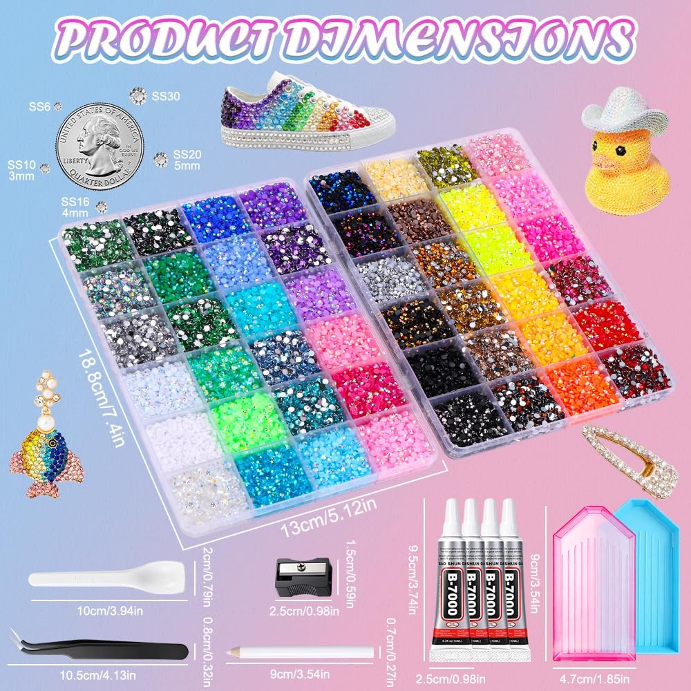 48000Pcs Resin Jelly Rhinestones for Bedazzling, 48 Colors 3mm Colorful Flatb…