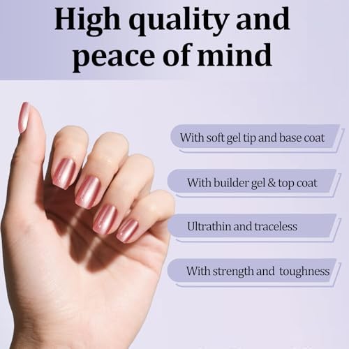 210pcs Cat Eye Press on Nails for Women – 7 Colors – Short Square – Nude Series
