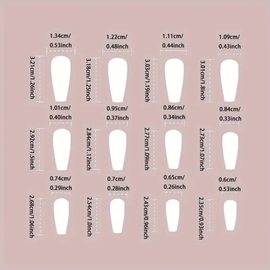 48 Pcs Light Blue Heart Gradient Coffin Press on Nails, Glossy Trendy Fake Nails