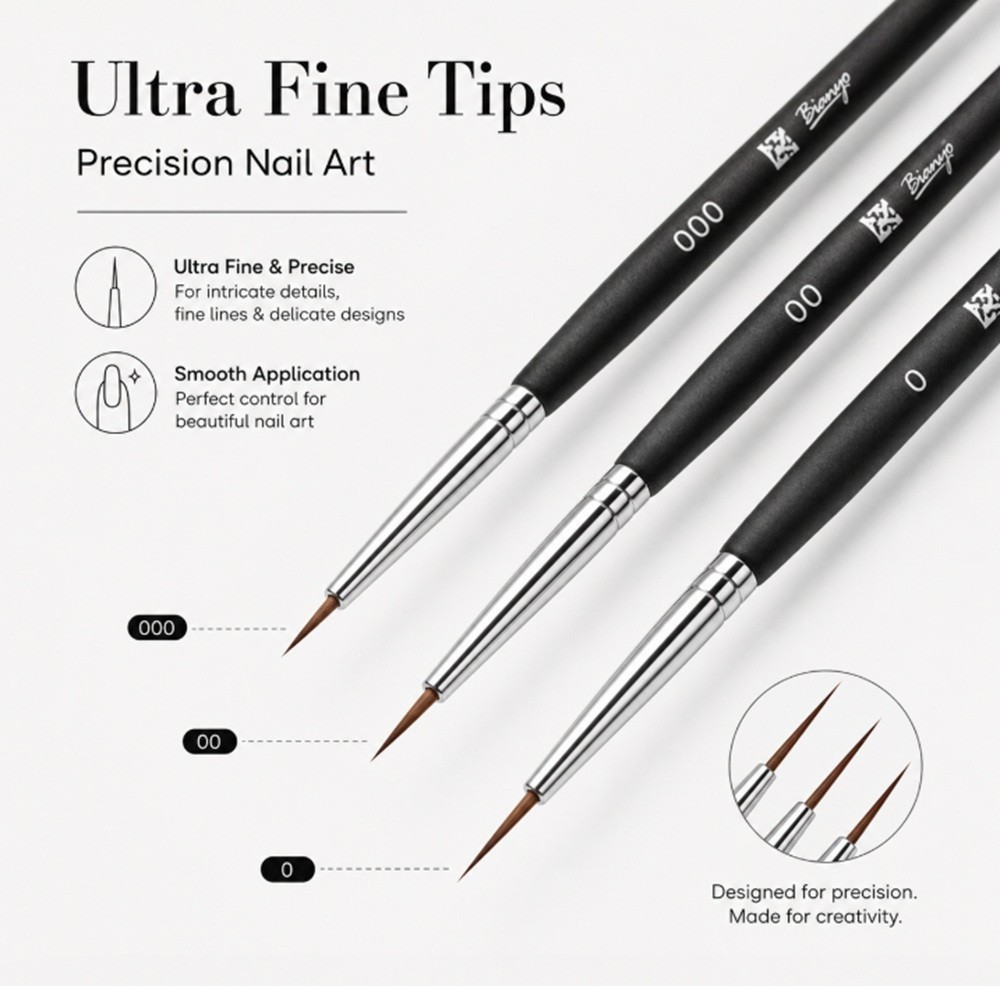 3-Piece Nail Art Tool Set Nail Art Pen UV Gel Dotting Tool Fine Liner Brush Kit