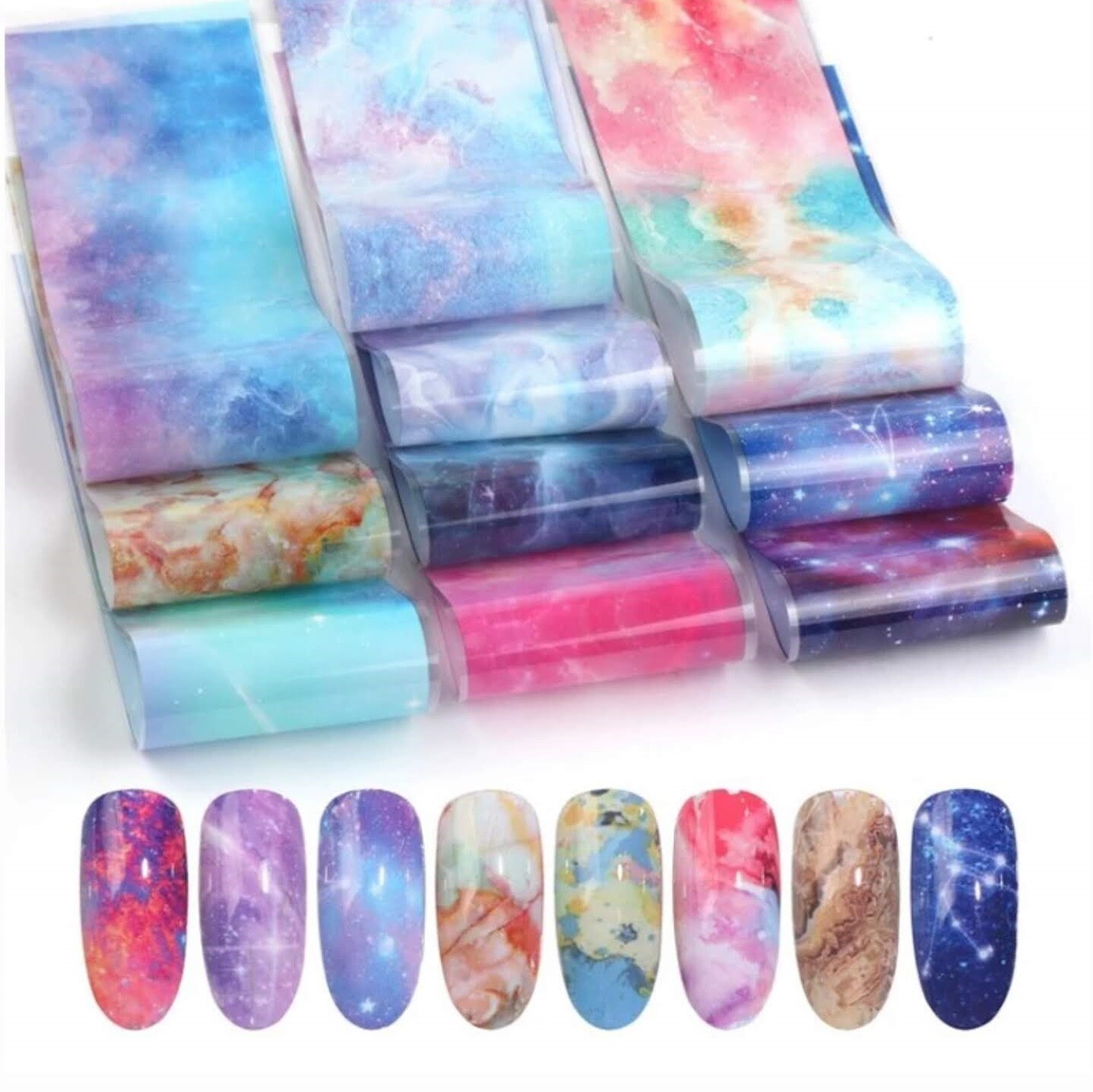 40 Styles 4x100cm Galaxy Meteor Star Transfer Foil Nail Art Sticker Manicure DIY