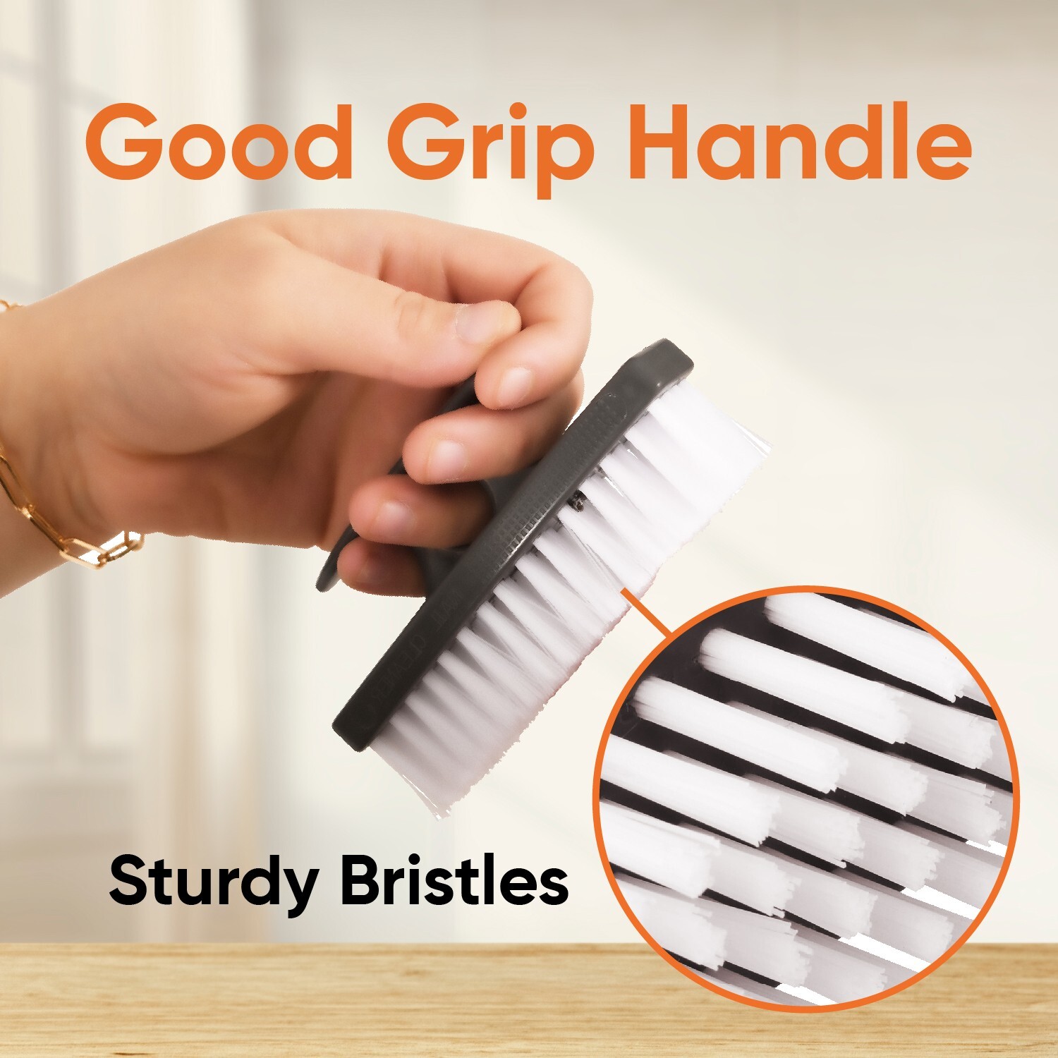 Superio 2 Pack Heavy Duty Nail Brush with Handle, Stiff Bristles- Grey and White