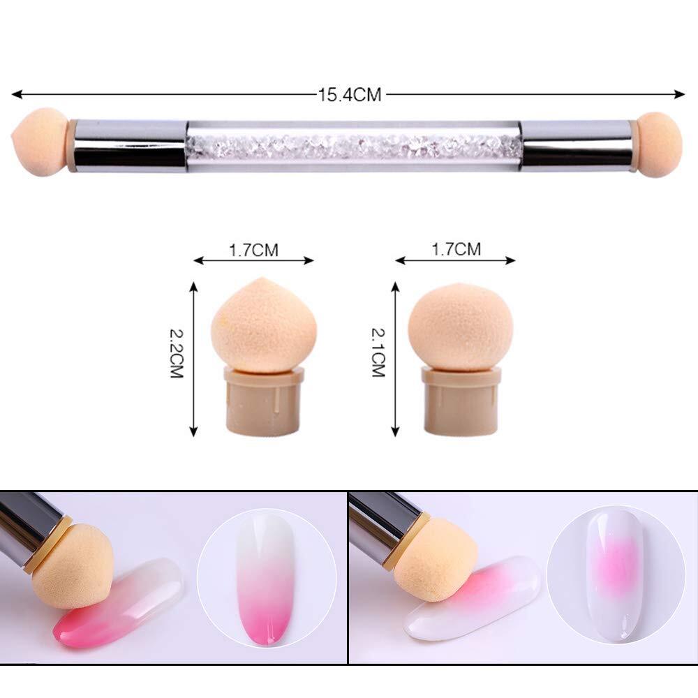 Set De 3 Pinceles Acrilicos Para Unas Ombre Y Esponja Manicura Profesional