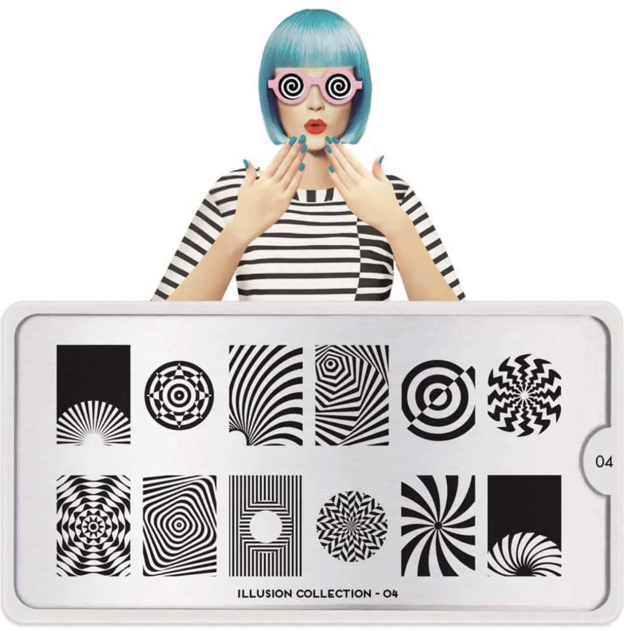 MoYou Illusion Collection 04 & 15 Geometric Metal Nail Art Stamping Plates
