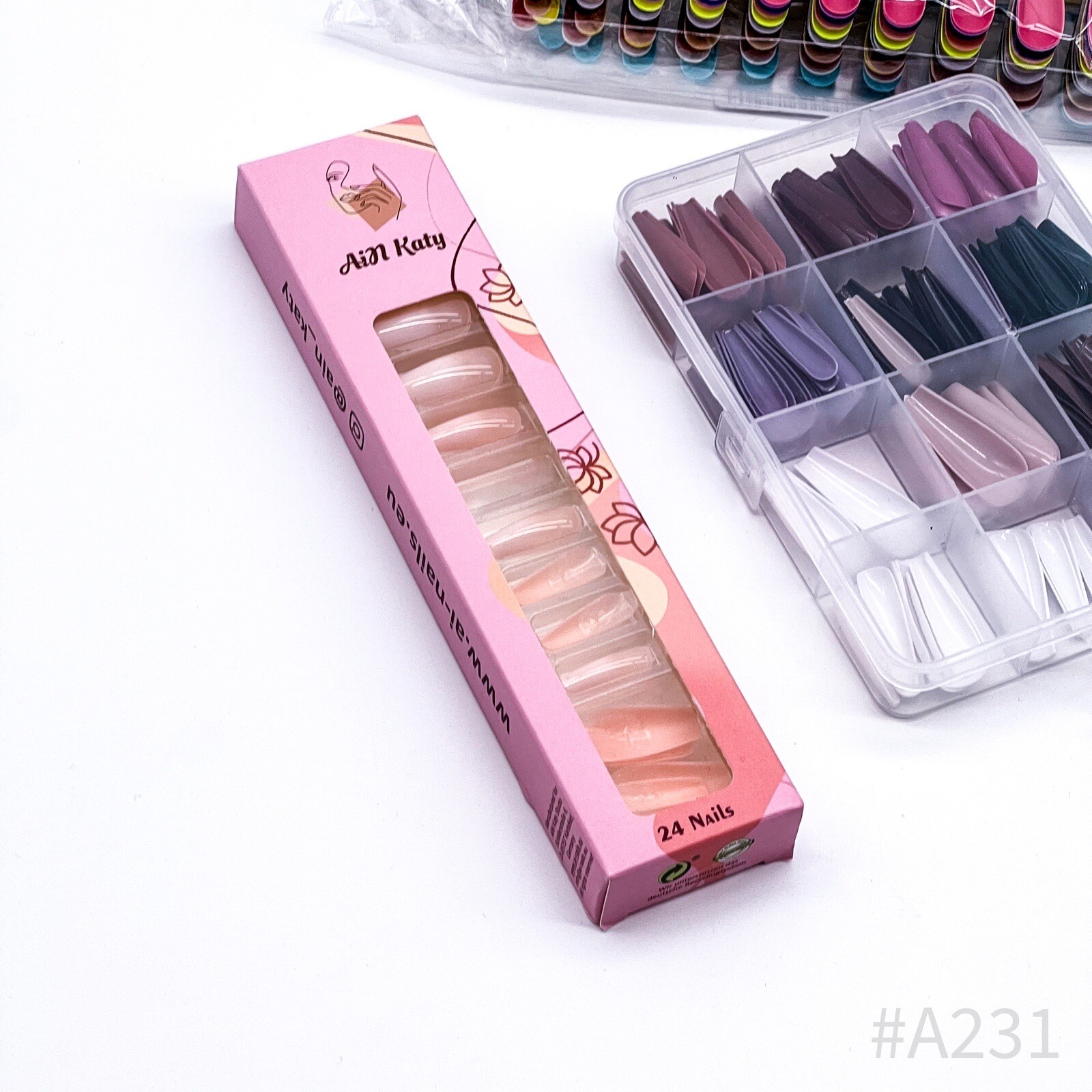 Assortment Press-On-Nails Nails Ballerina various Colors (4 pcs.)
