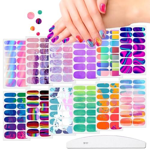 12 Sheets Aurora Gradient Color Nail Polish Strips with Nail File 12 Sheets-01