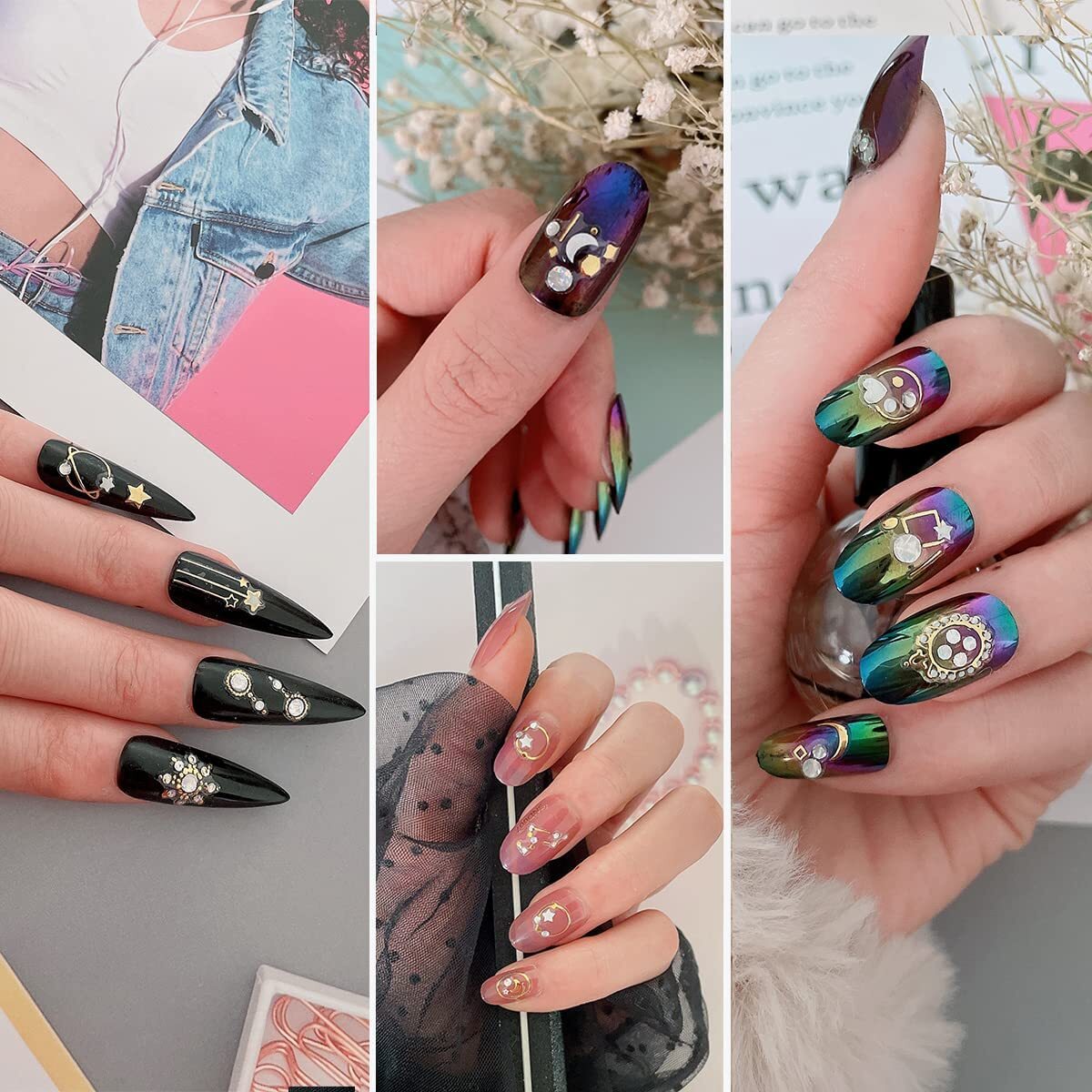 20 Sheet 3D Nail Art Stickers,Gold/Diamond Design Luxury Nail Self-Adhesive New