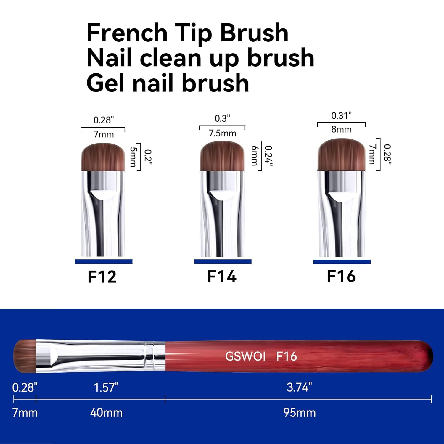 ‌French Brush for Nails & Clean up Brush for Gel Nail Polish | Dual-Use Wooden H