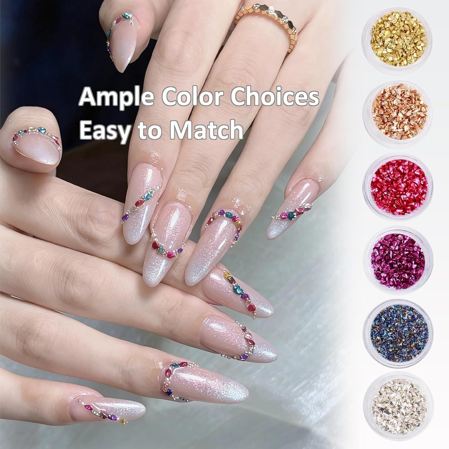 Irregular Nail Chunky Glitter Set 12 Colors Small Crushed Glass for Resin Art Sp