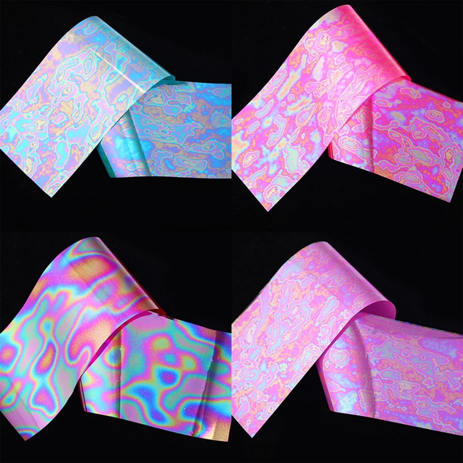 10 Rolls Nail Foil Transfer Sticker Kit Nail Foil Sheets Solid Aurora Iridescen