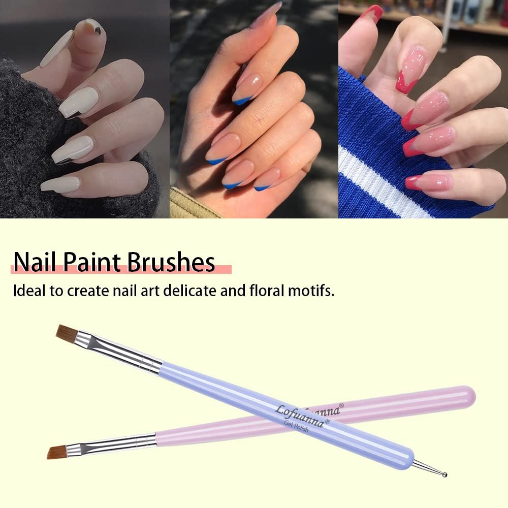 Nail Art Brushes Set 6Pcs Nail Tips Art Design Tools with Poly Extension Brus…