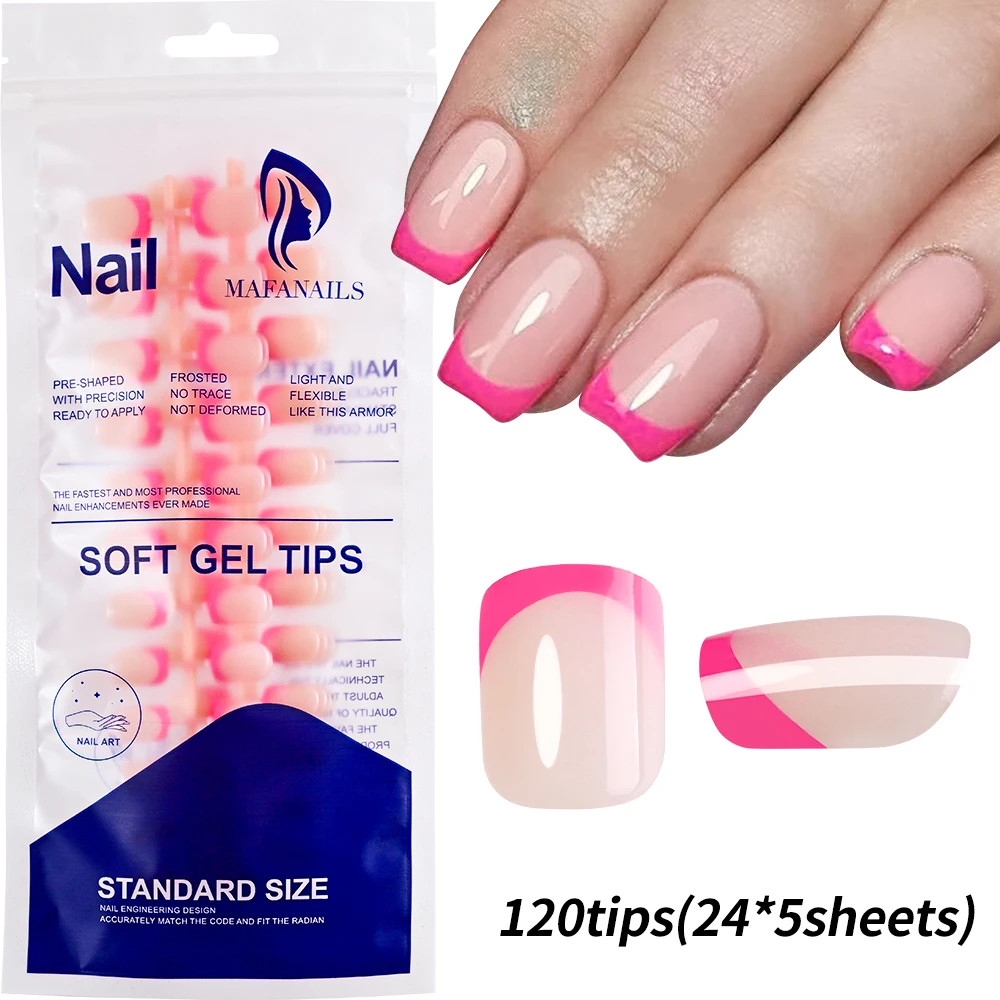 240/120Pcs Colorful French Press On Nails Short Square Full Cover Fake Nail Tips