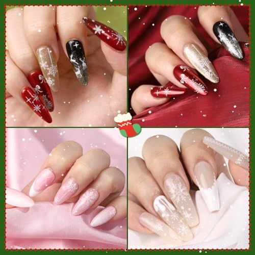 6 Sheets Christmas Nail Art Stickers, Christmas 3D Self Christmas Type1