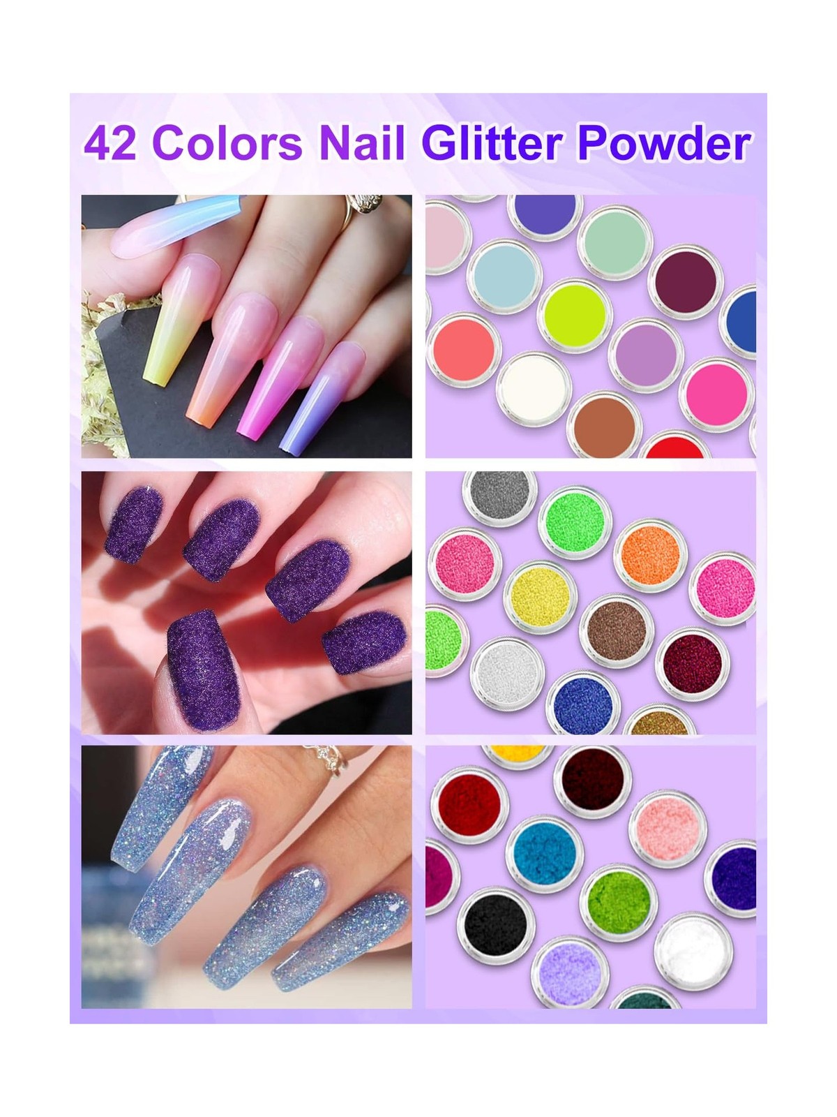 Professional Acrylic Nail Kit for Beginners – 42 Colors Glitter Pow… Fast Ship