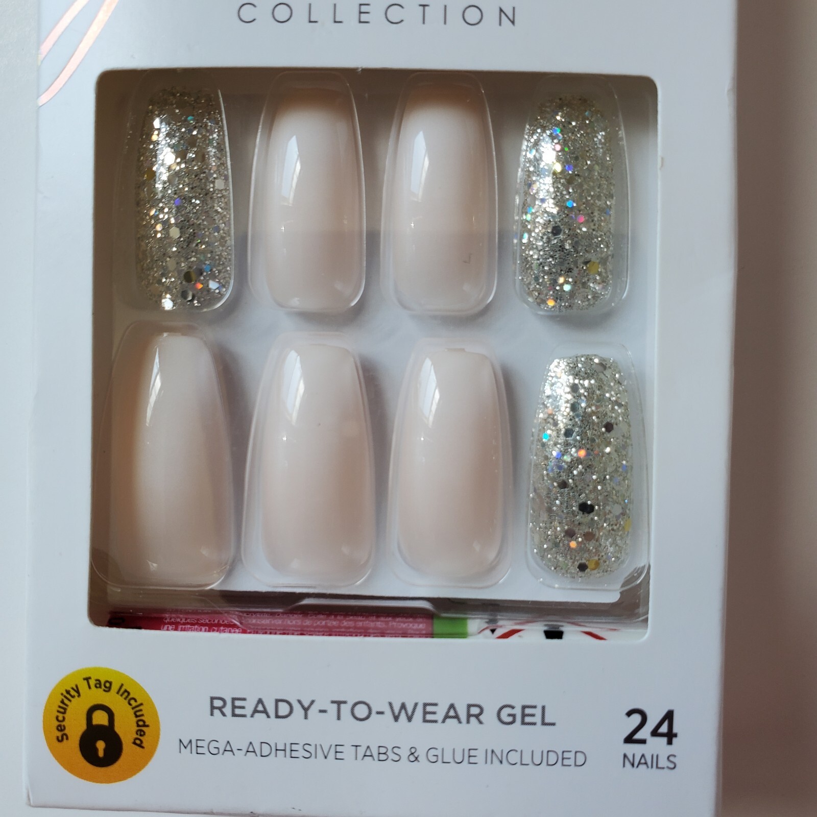 KISS Nails Gel Fantasy Glue On or Press On Nails Long Length Coffin Shape 84118
