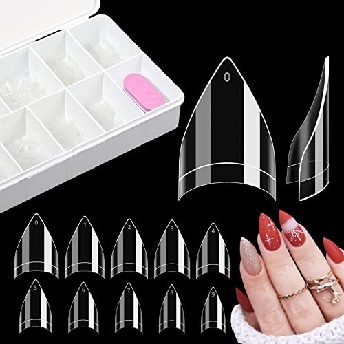 500PCS Short Stiletto Nail Tips for Acrylic Nails 500pcs half stiletto