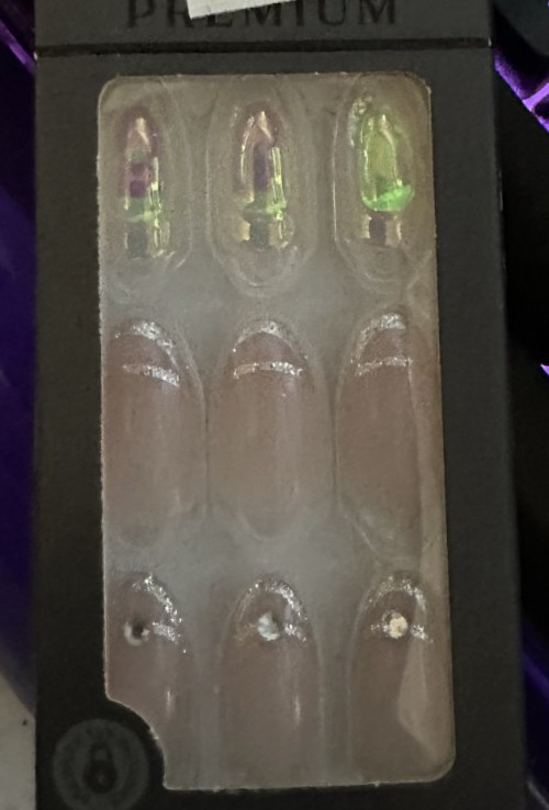 Impress! premium Nails 3D accents Medium Pink holographic Jewel french glitter