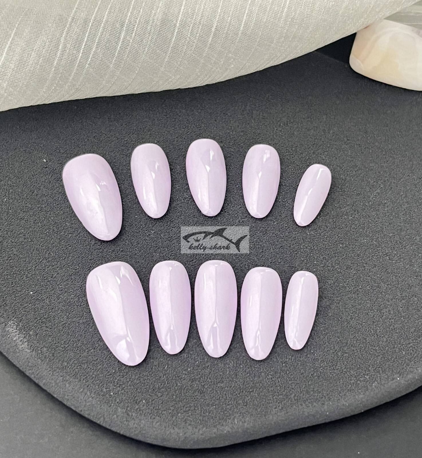 10pcs Handmade Polar-Purple Hailey Style Press on Nails Medium Almond shape, SML