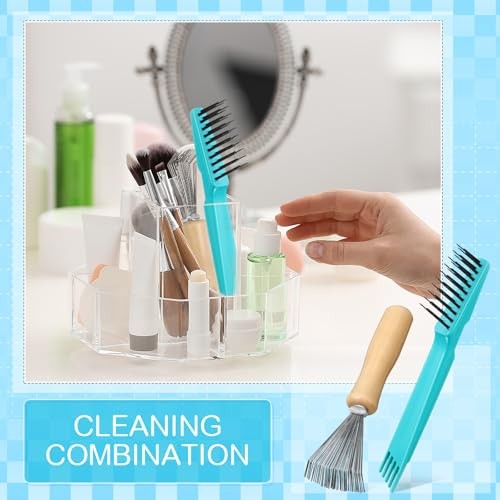 4 Pcs Hair Brush Cleaning Tool Set Mini Hair Cleaning Brush Tool Wooden Green