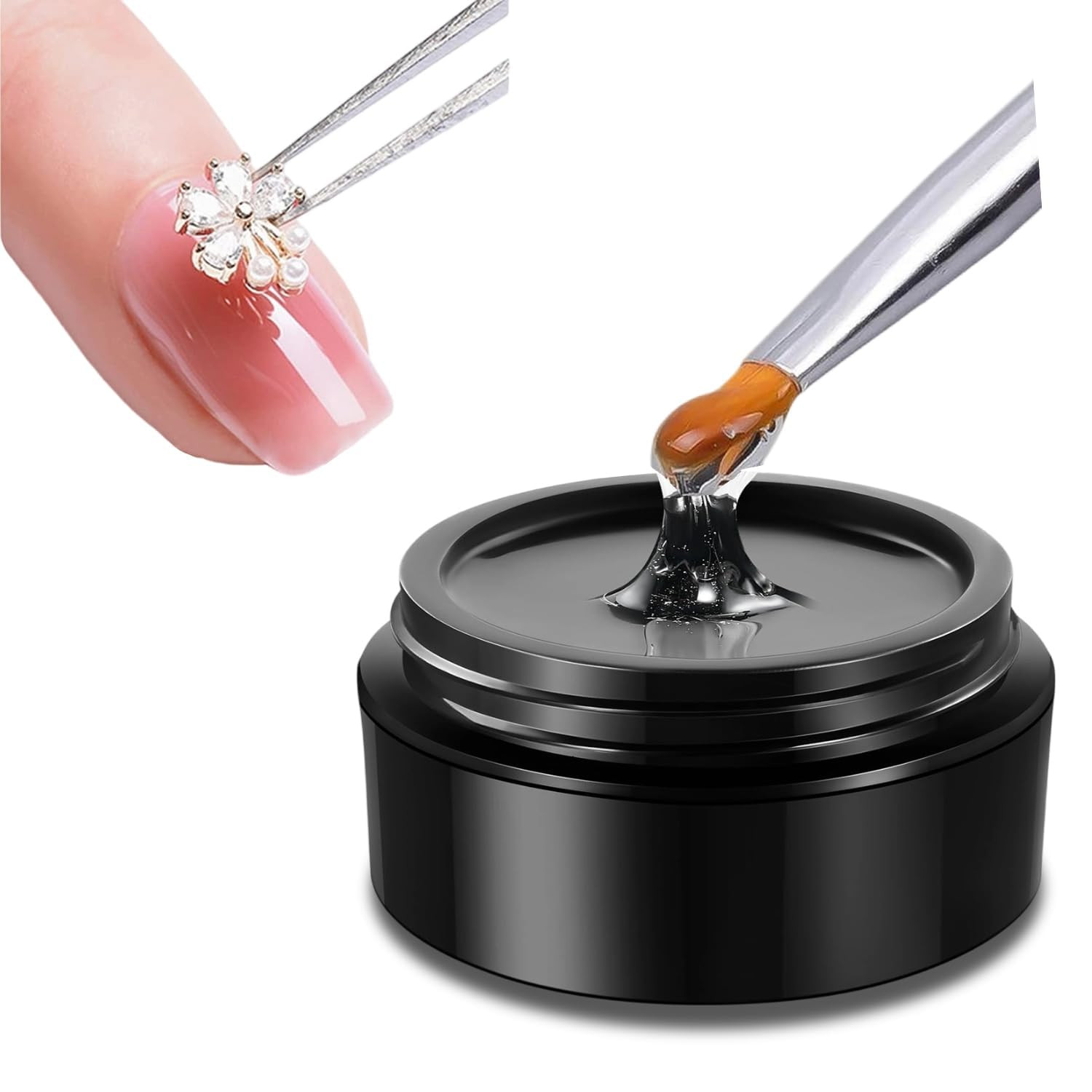 3D Rhinestone Gel for Nails, Clear Nail Gem Adhesive for 3D DIY Decorations Nail