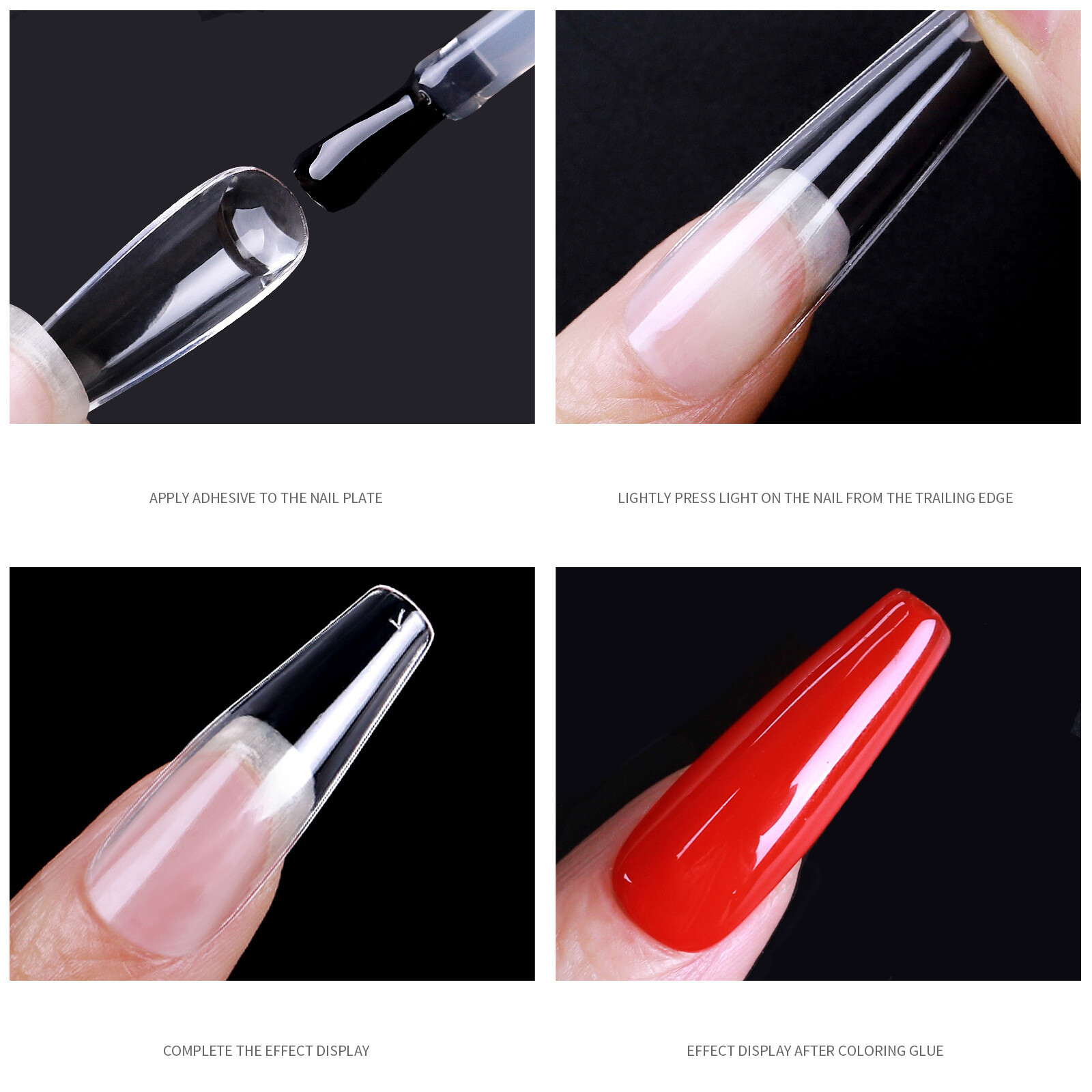 504Pcs 3XL Ballerina False Nail Tips Acrylic Full Cover Fake Nails Clear Natural
