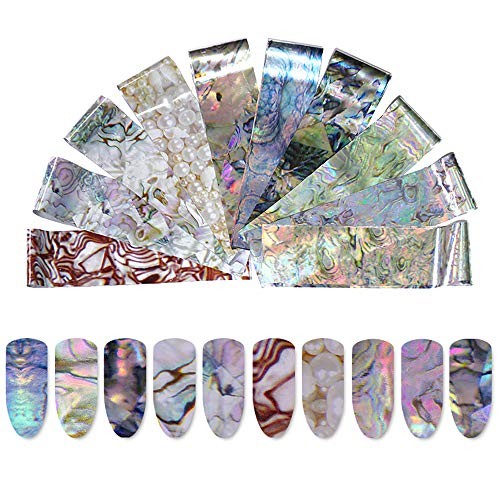 50 Sheets Laser Nail Foil Transfer Set Marble Flower Aurora Design Nail NO2