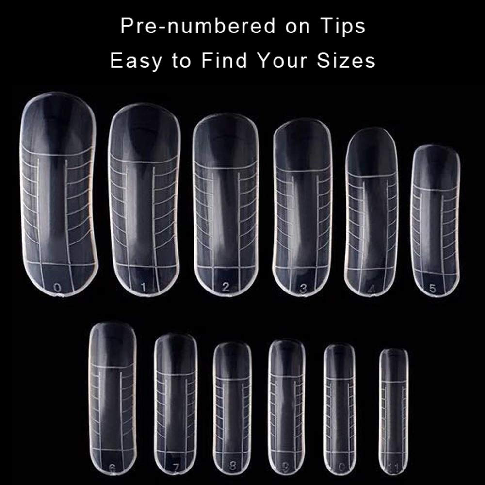 240PCS Dual Forms Nail Mold for Poly Gel UV Gel 12 Size with Scale