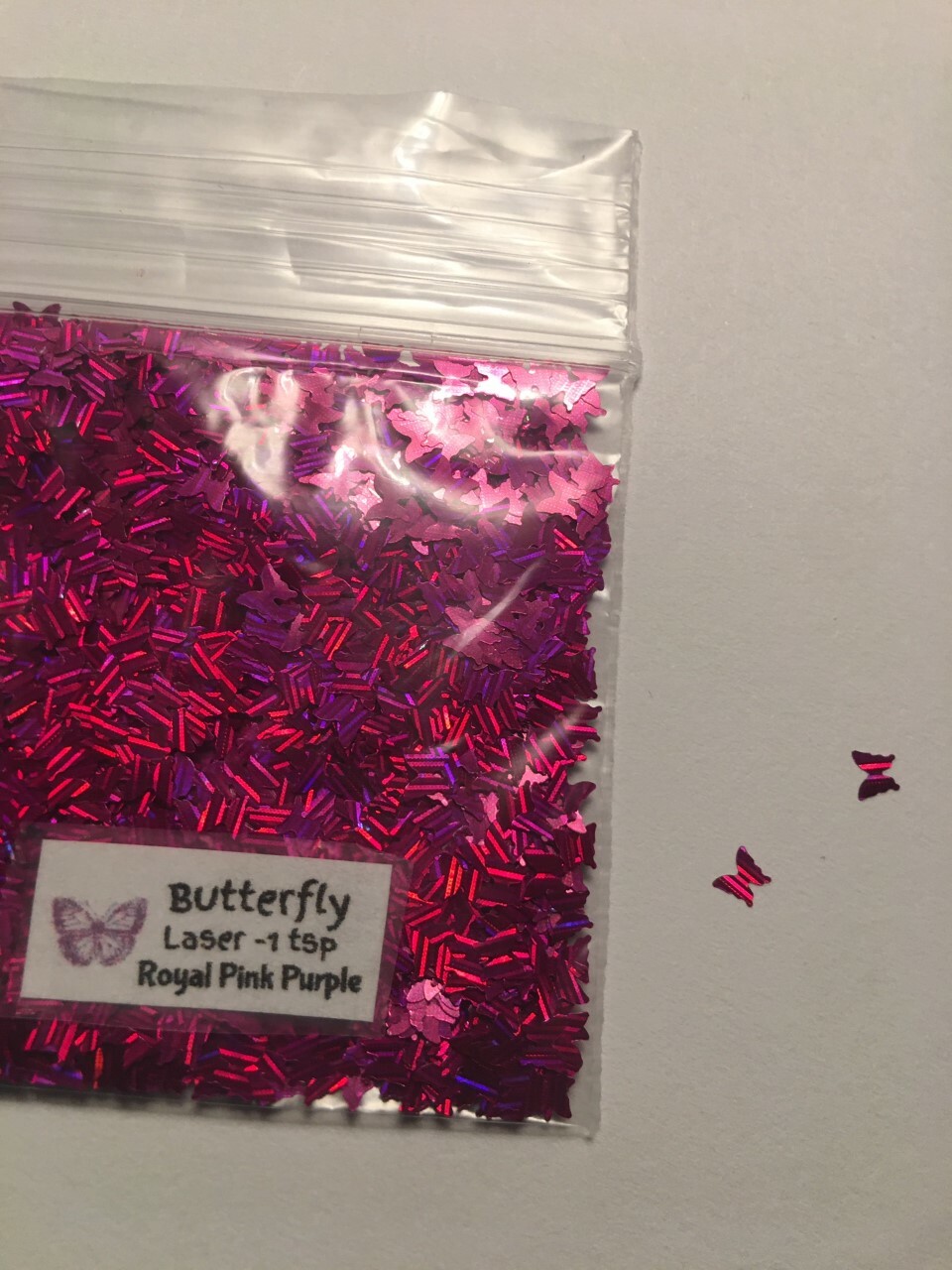 NEW Laser BUTTERFLY (Royal Pink Purple) Glitter 1tsp-4Nail Art Face Craft-US