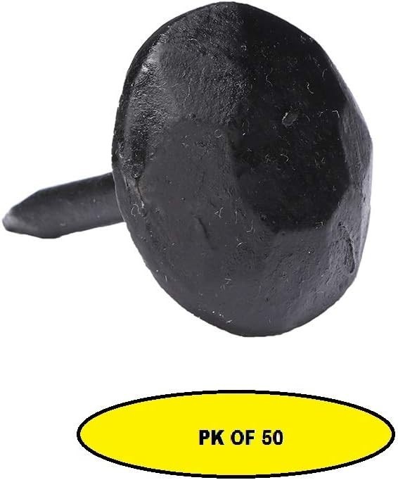 Round Iron Clavos Decorative Nails, 1x1in, Black Finish