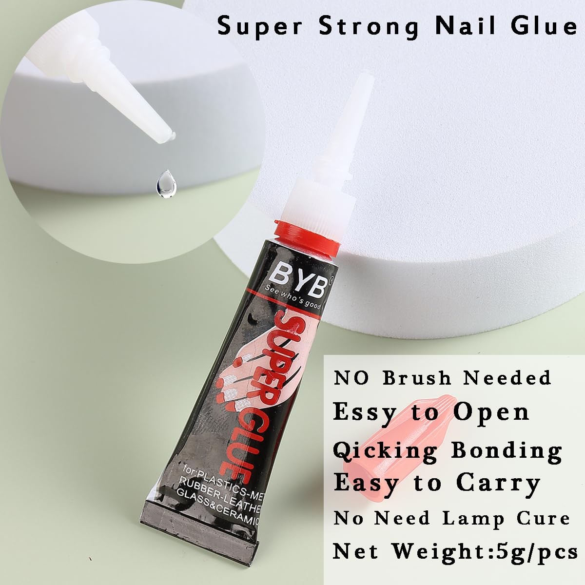 Nail Glue, Super Nail Glue for Acrylic Nails, Professional Nail Glue For Nail…
