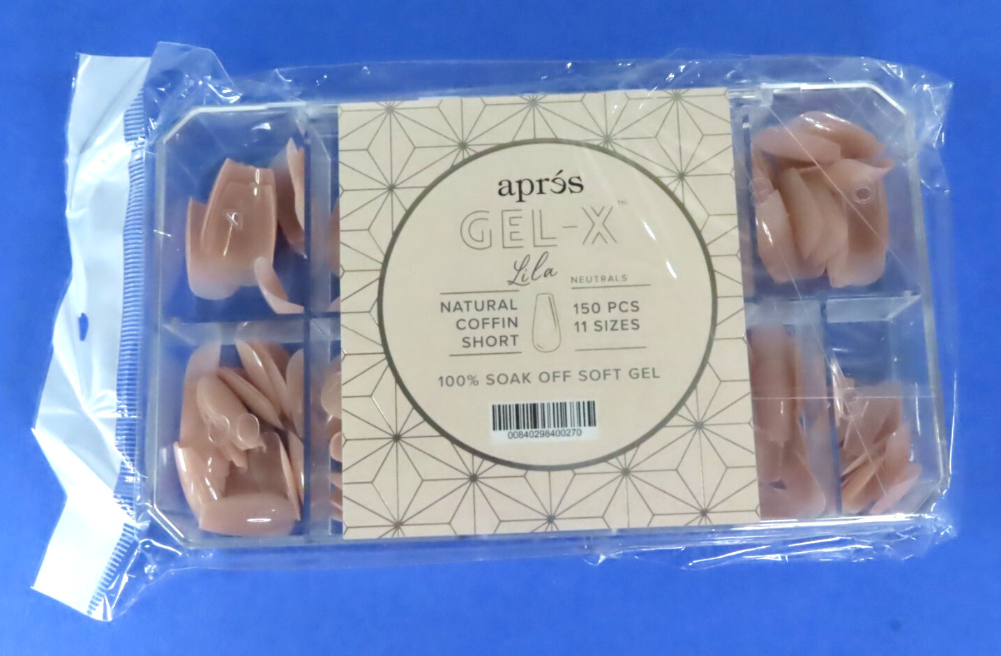 Apres Gel-X Neutrals Natural Lila Coffin Short Tips 150Pcs – 11 Sizes