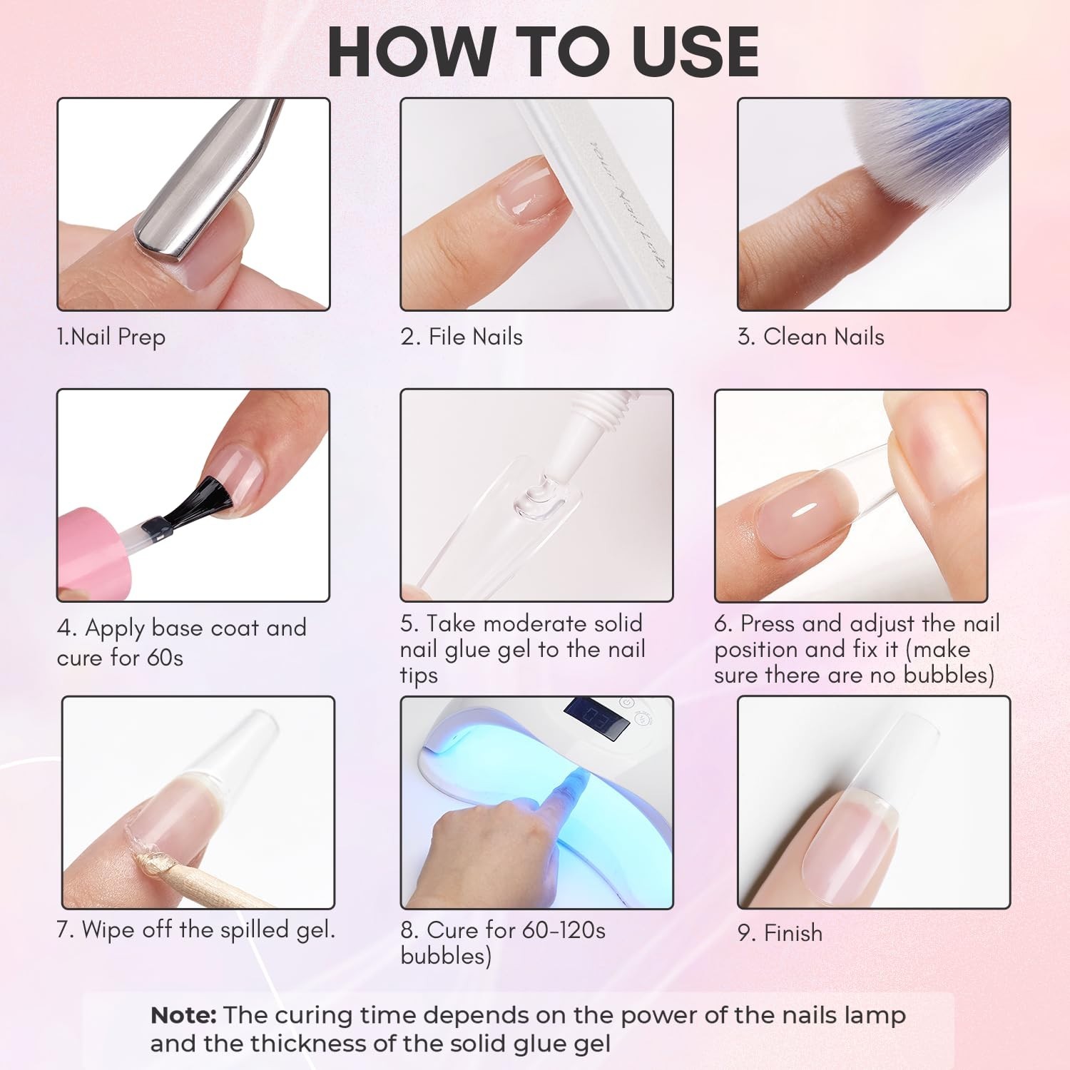 Gel Nail Glue: Solid Nail Glue for Press On Nails, 15ML 3D Gel UV Lamp Needed…