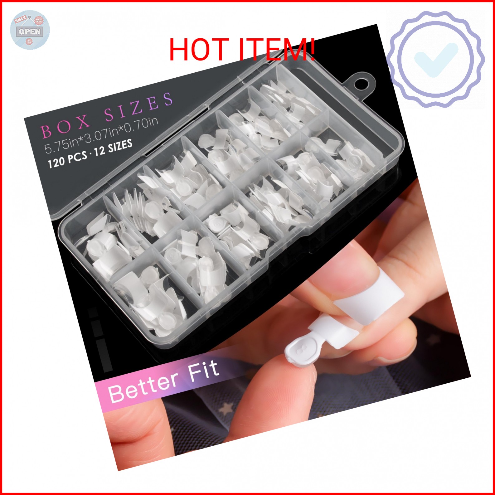 AORAEM 120 PCS Acrylic White Short French Nail Tips