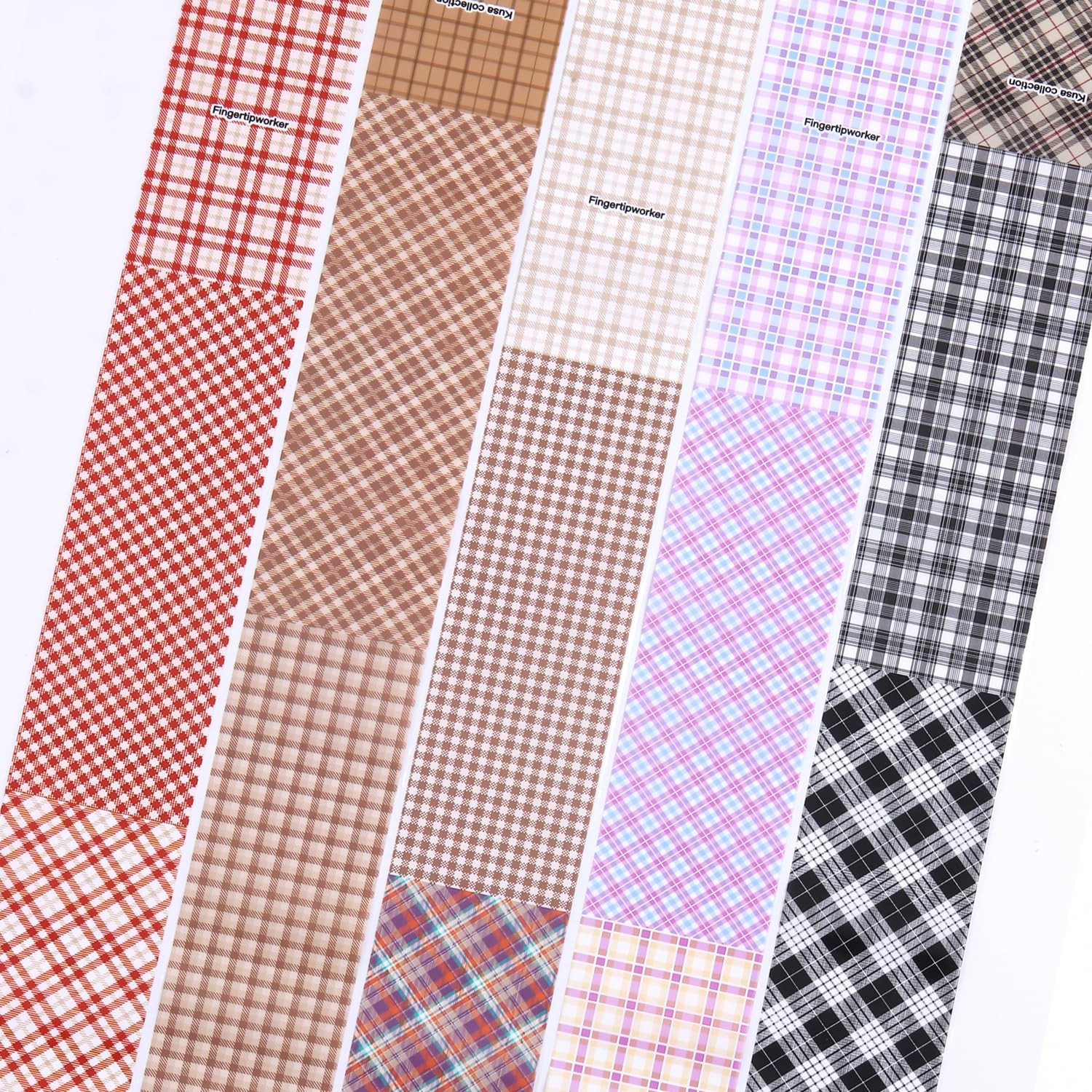10 Rolls Plaid Nail Art Foil Transfer Sticker Decals Colorful Red Plaid