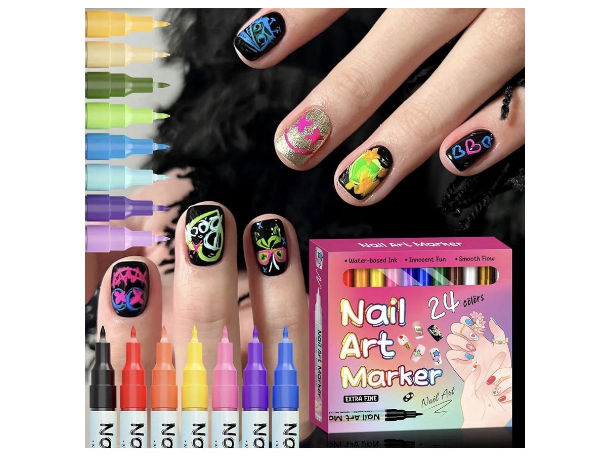 24 Colors Nail Art Pens Set Nail Art Marker Pen DIY Nail Painting Set