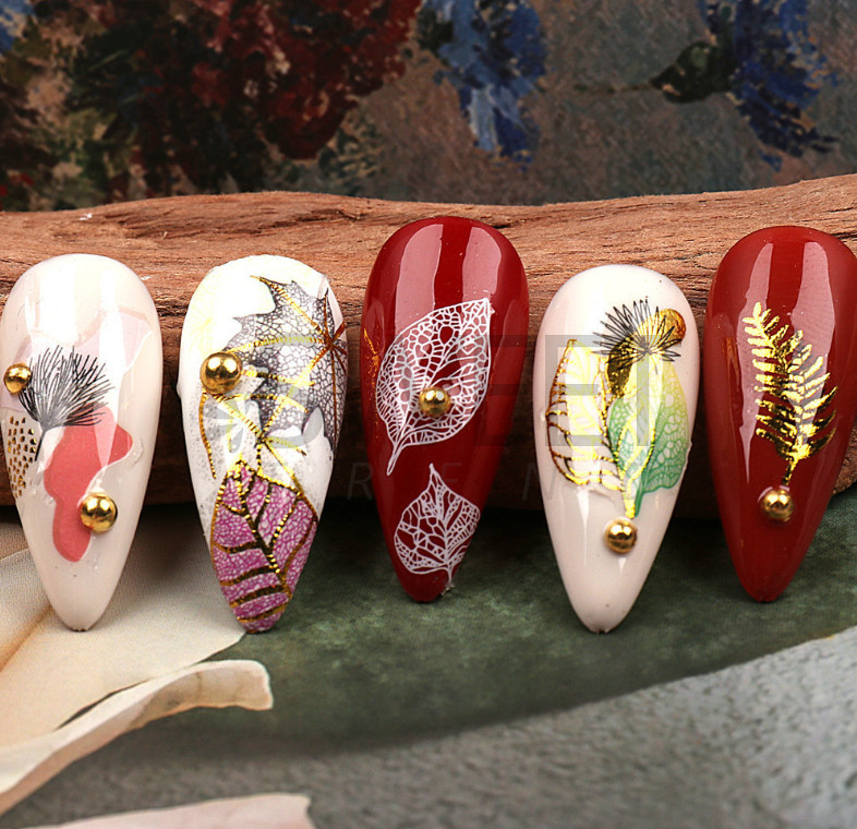 Nail Art Decals Stickers Thanksgiving Christmas Autumn Snowflake Lace Leaf NS42