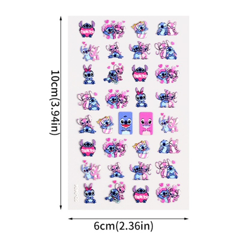 Two Sheets 5D Anime Kawaii Sanrio Cartoon Nail Stickers Adhesive NH20