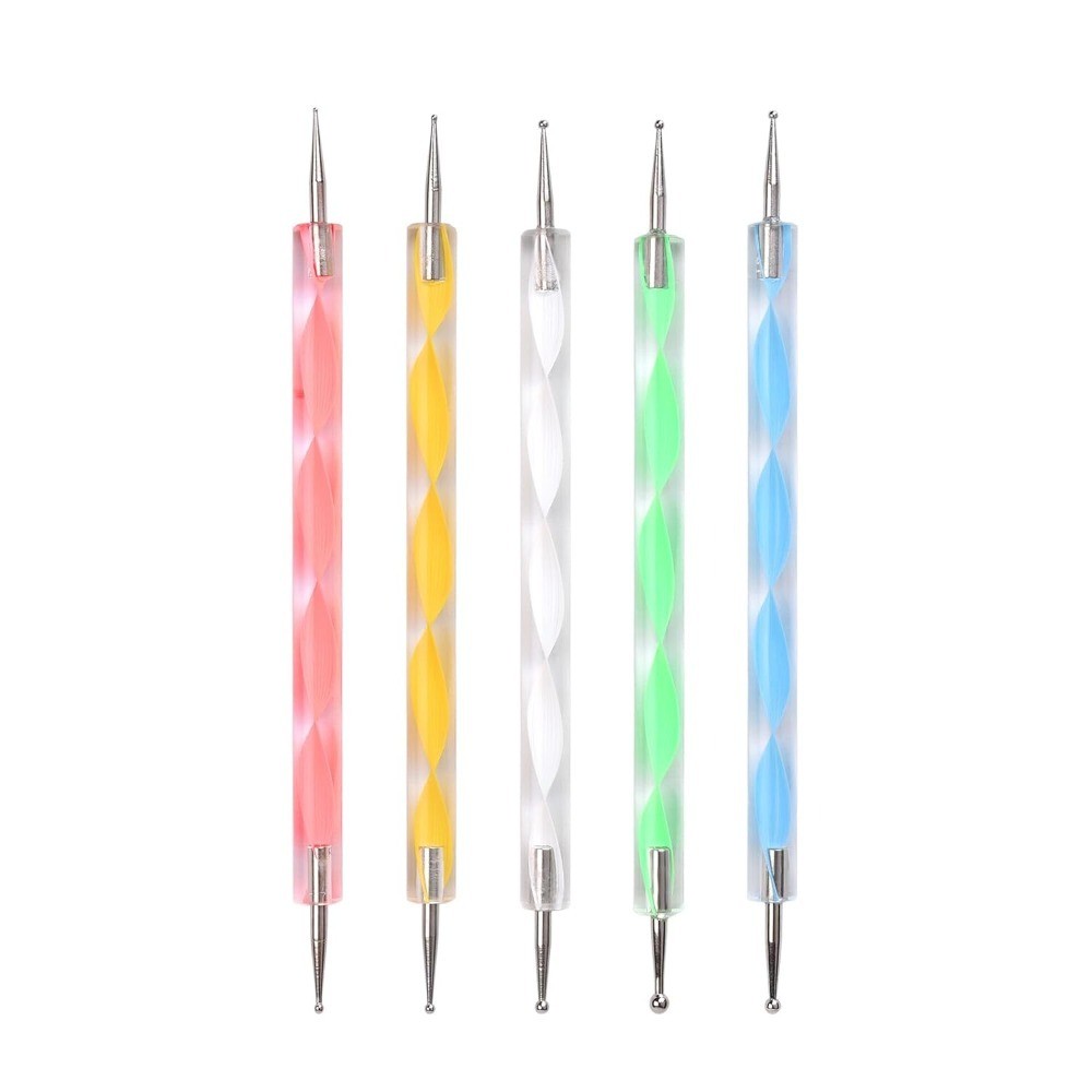 Double-ended Nail Art Dotting Pen Set of 5 with 10 Different Sized Ball Tips for