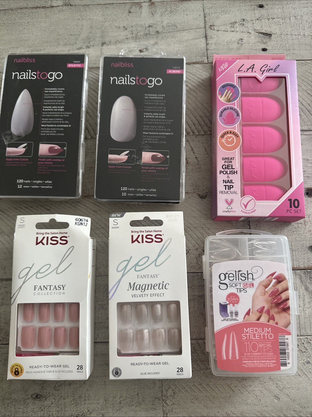 gel Nail lot including Kiss, nail bliss,la girl