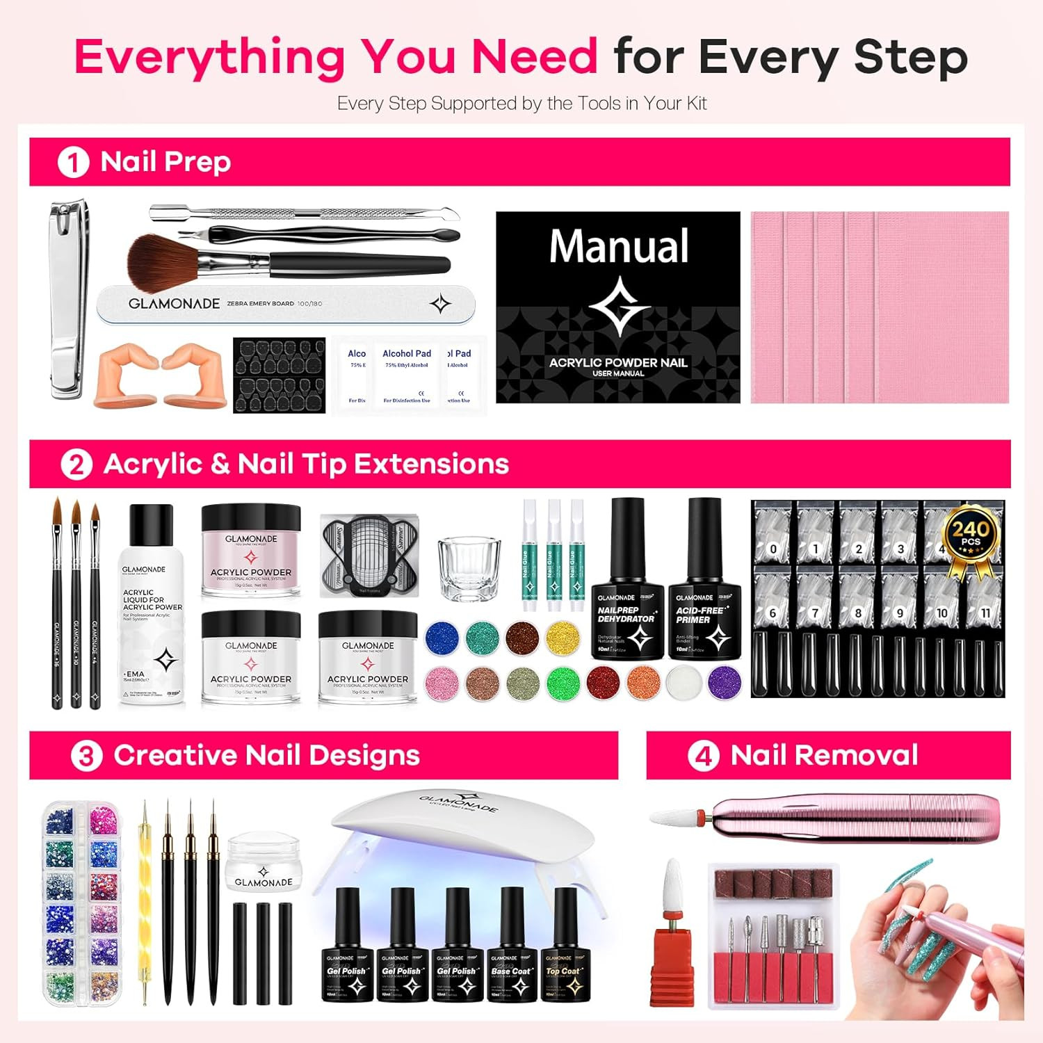 Acrylic Nail Kit for Beginners: Professional Nail Set with Drill Acrylic Powder