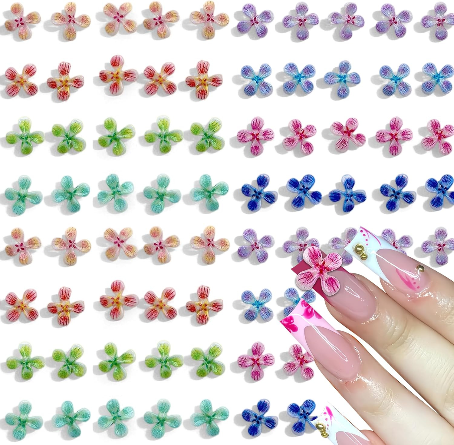 80Pcs Summer Beach Nail Charms Summer Ocean Nail Rhinestones Metal Small Starfis