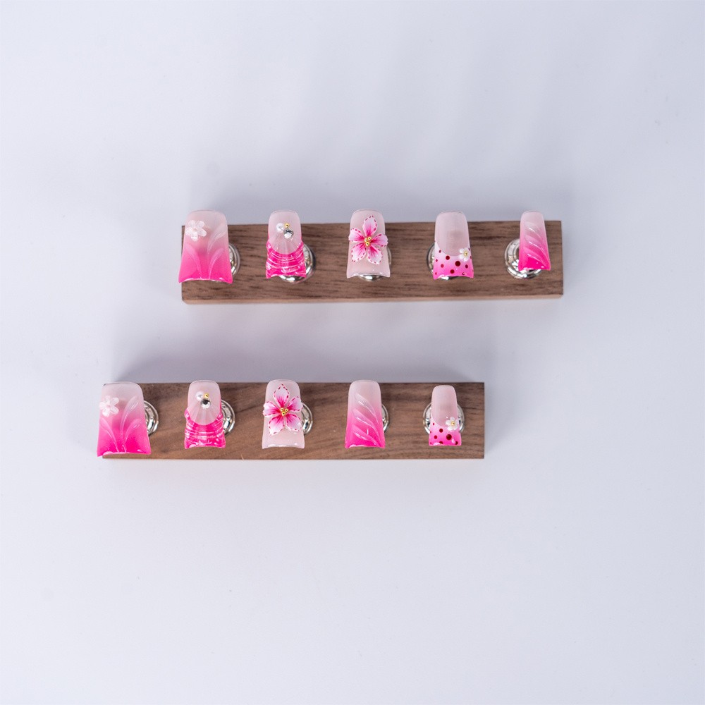 10pcs Fairy Handcrafted Pink Ombre Press On Nails Short Square Nail Art Gift