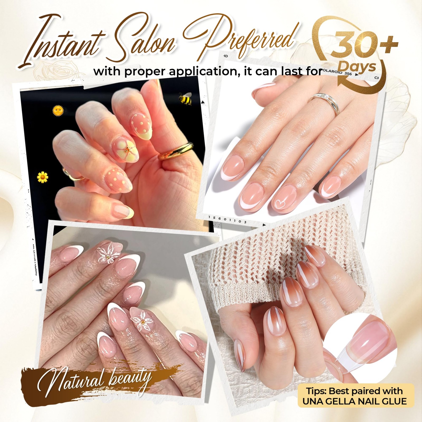 UNA GELLA Extra Short Almond Nail Tips Full Cover 504 Count (Pack of 1)