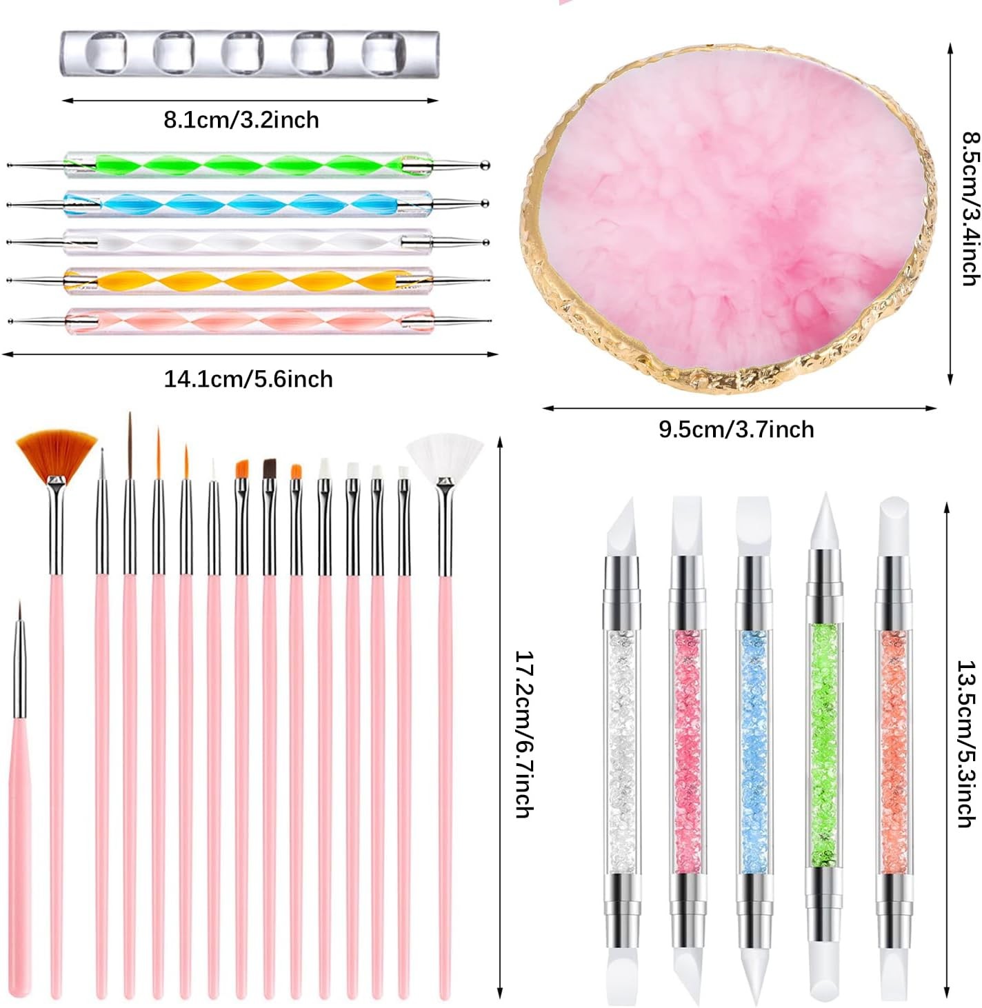 Nail Art Tools Set, Nail Art Brush, Resin Nail Art Palette, Nail Art