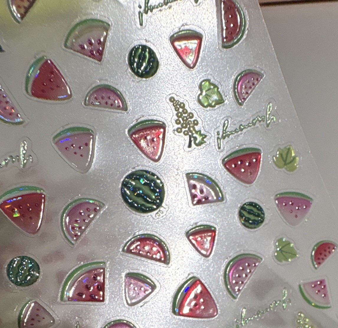 3D Self-Adhesive Fruit Nail Art Sticker Sheets& 3 D Multicolor Mixed Shapes